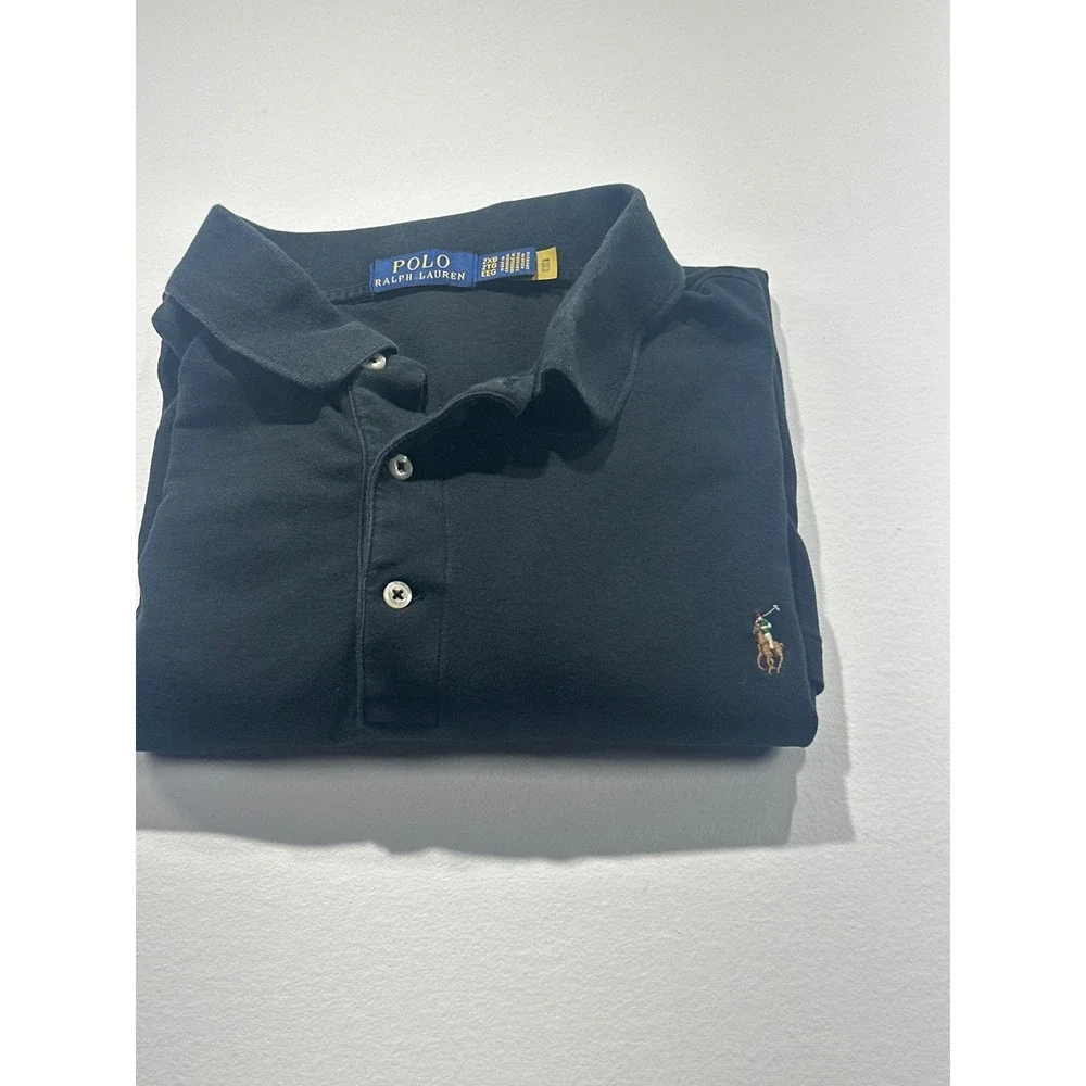 Polo Ralph Lauren Mens 2XB Black Long Sleeve Pony Logo Pique Polo Shirt